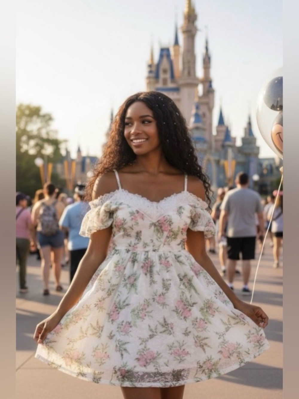 Disney Princess Floral Lace off-the-shoulder Juniors Dress